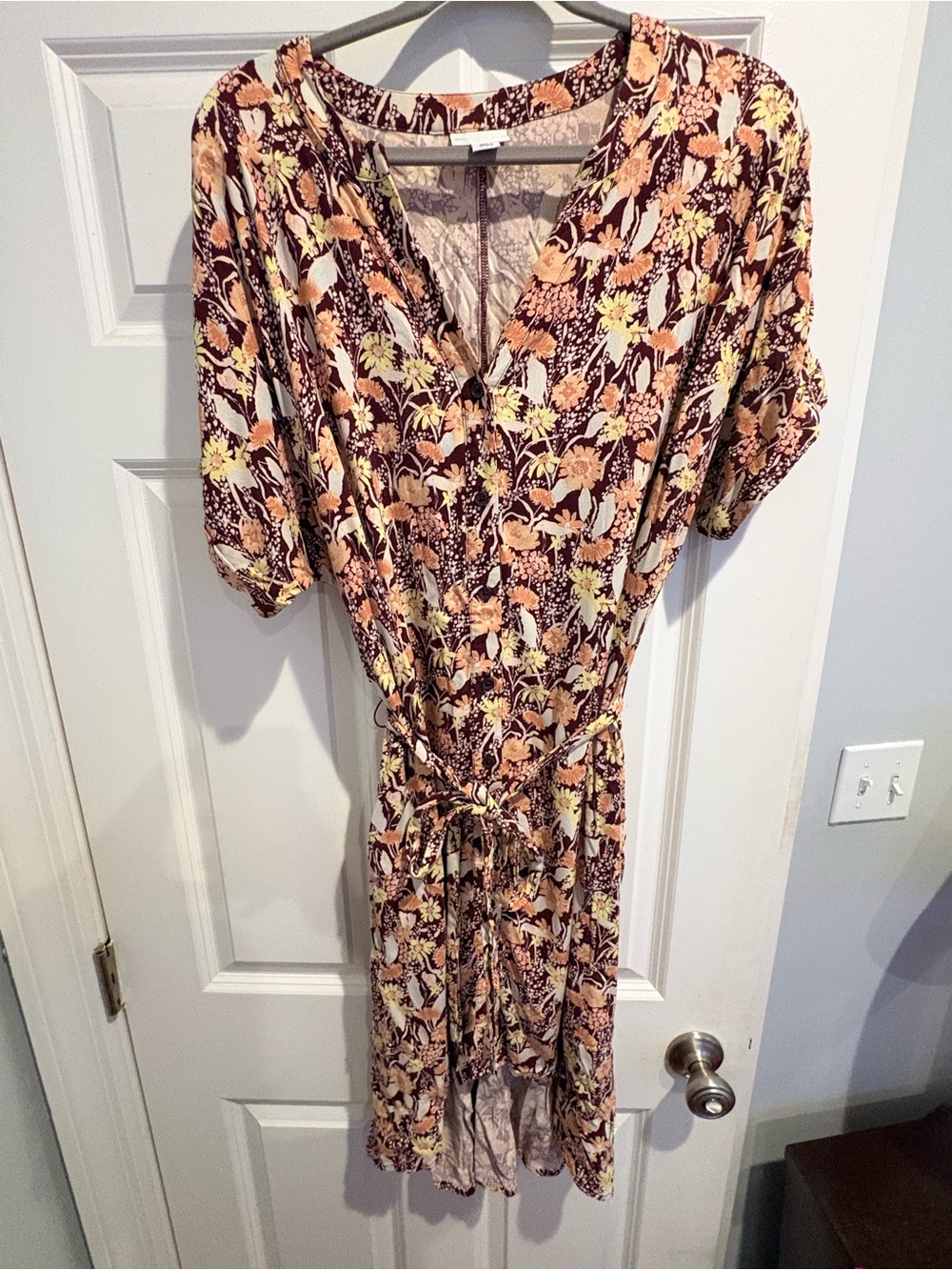 Ava & Viv Earth-tone Floral Button-Front Midi Dress – Shirt Dress – Size 1X